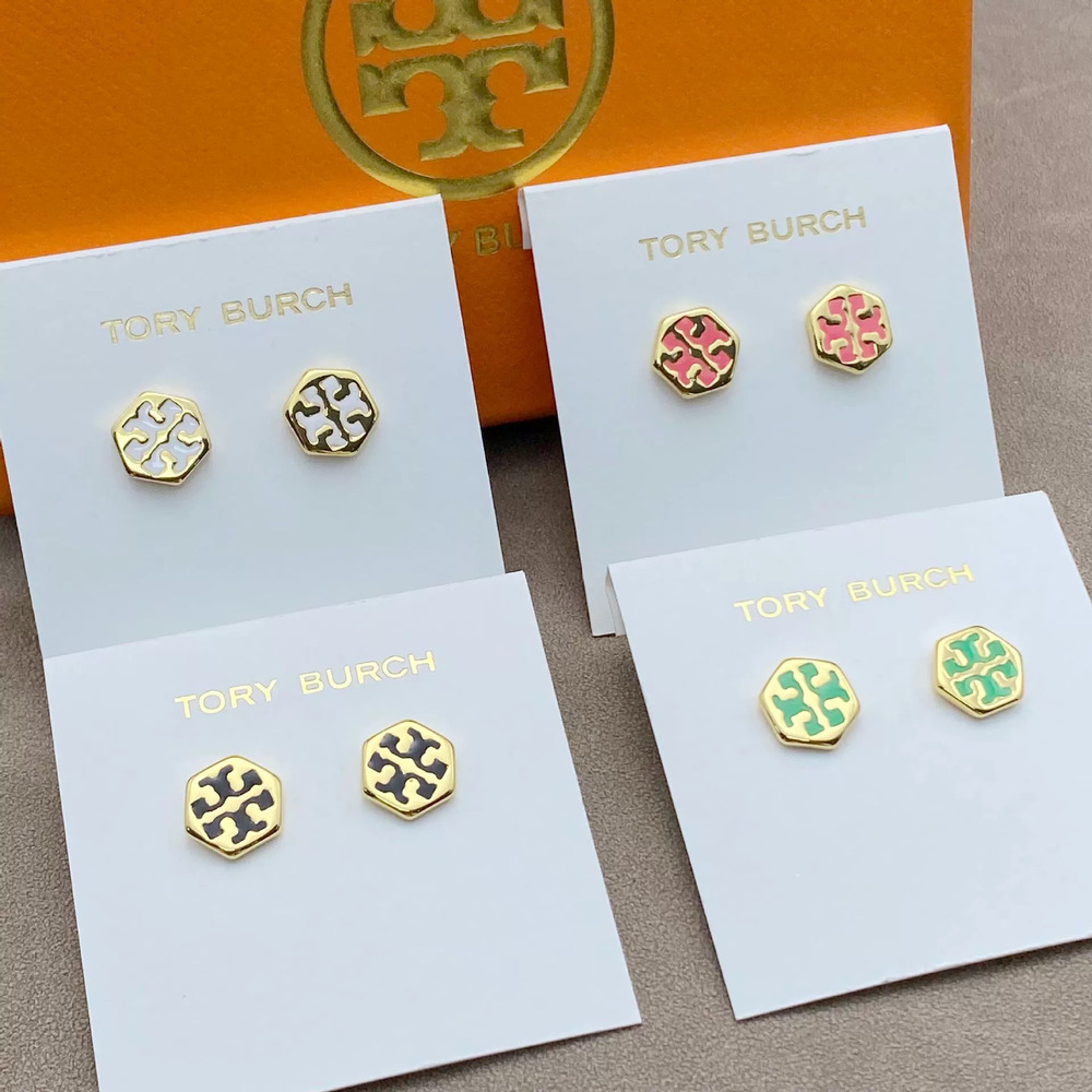 Tory Burch Pentagon Letter Metal Earrings